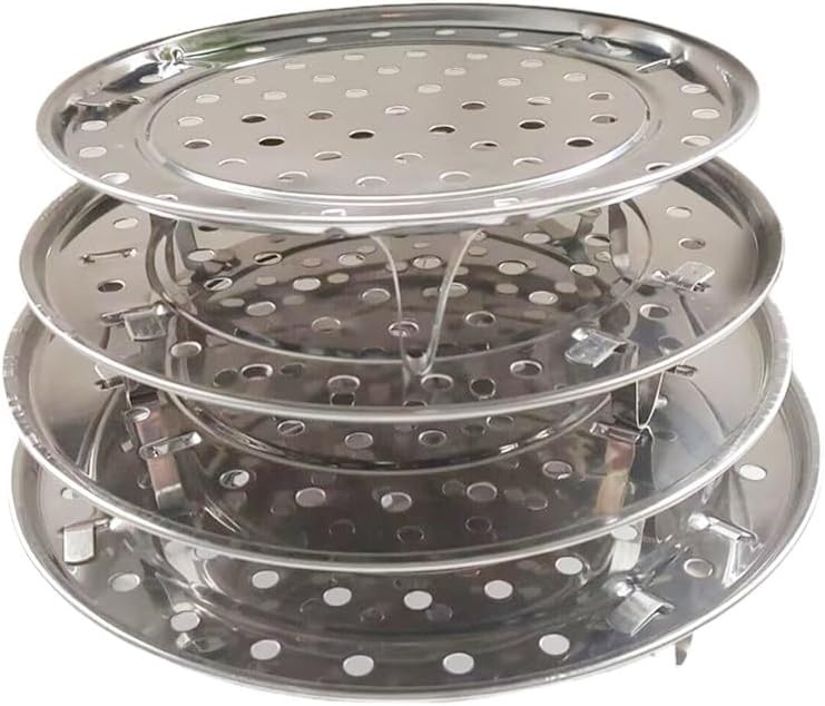 Round Stainless Steel Steamer Rack, Thicken 7.7" 8.5" 9.3" 10" Inch Diameter Canner Steaming Rack Stand Cooking Ware Food Vegetable Steam Tray for Pressure Cooker Pot (4 Pack)
