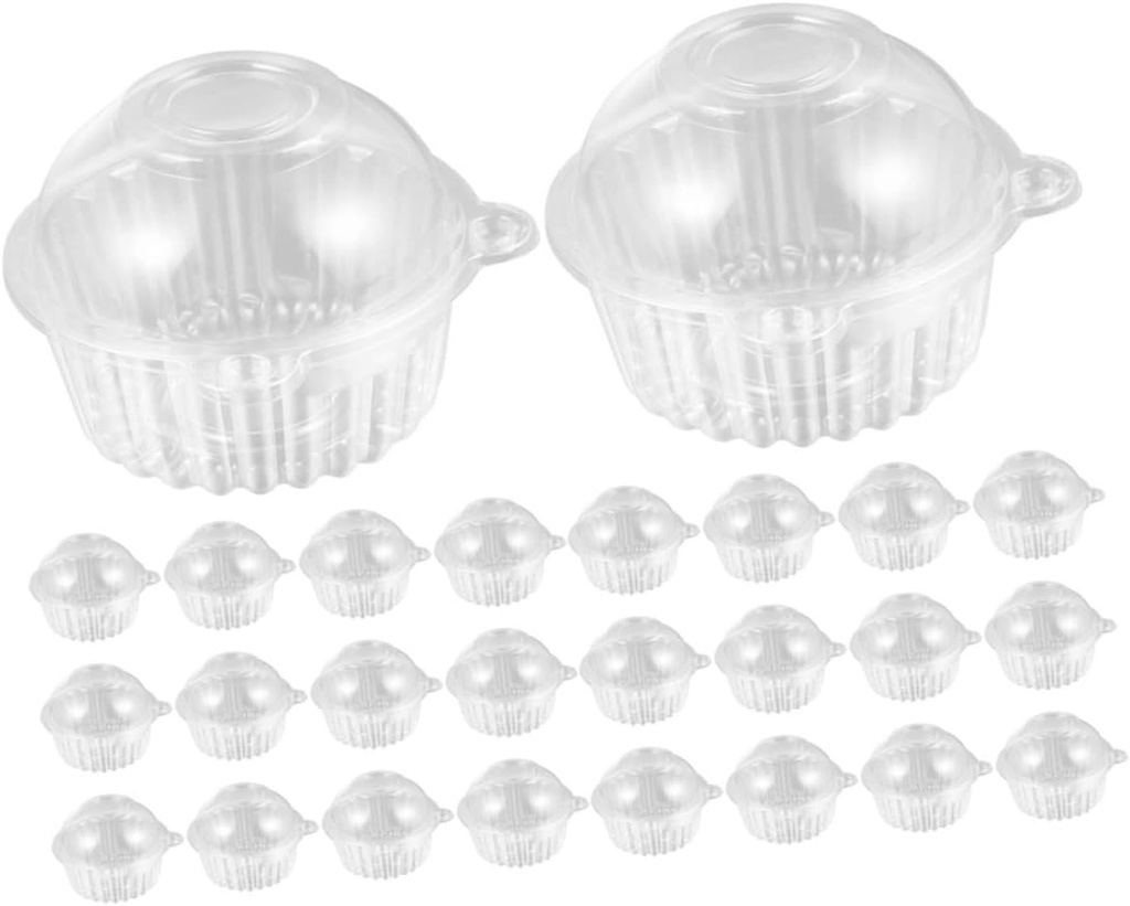 Unomor 50pcs Transparent Cupcake Boxes Disposable Pastry Containers Lids for Storing Muffins and Desserts and Versatile Baking Packaging