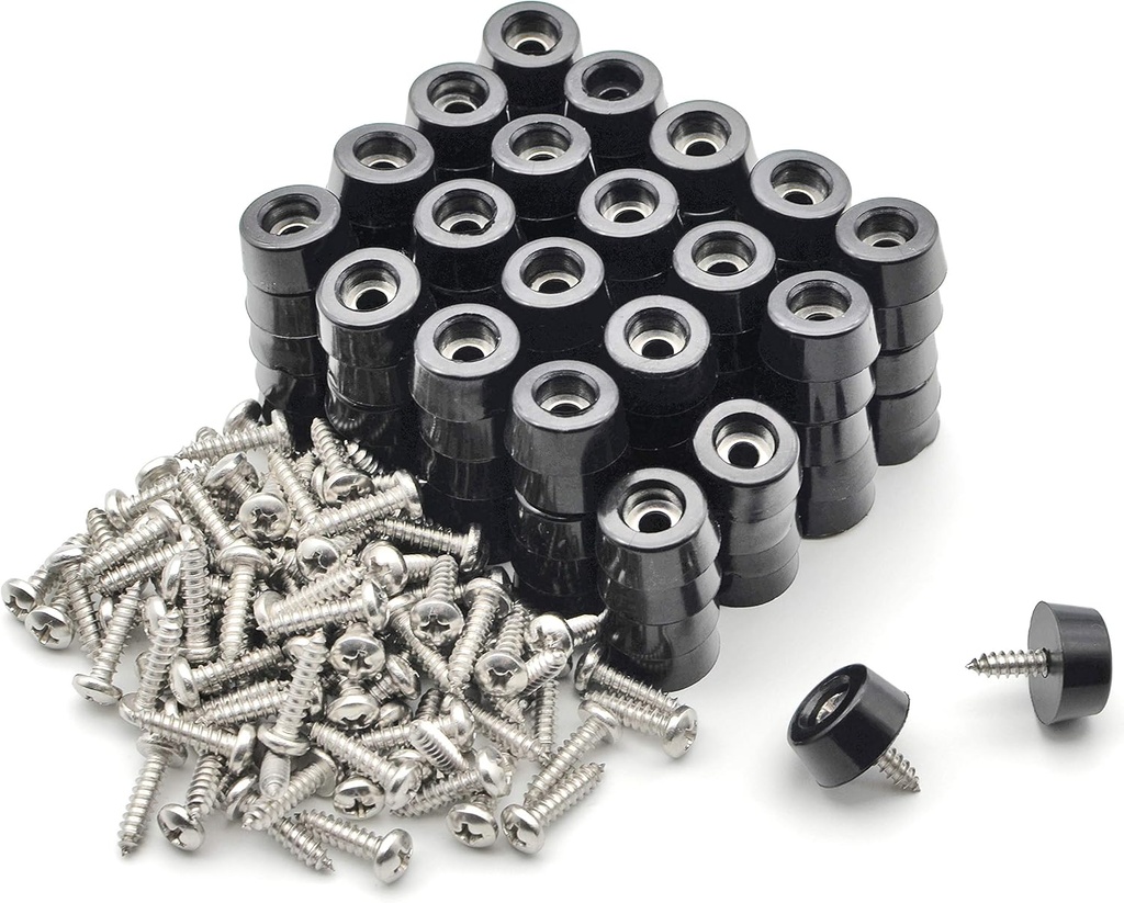 Cutting Board Feet, Non Slip Round Rubber Feet Bumpers with Stainless Screws, Non Marking, 11/16" W x 5/16" H (100)