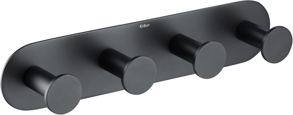 Kraus Elie Bathroom Robe and Towel Hook Rack with 4 Hooks, Matte Black Finish, KEA-18804MB