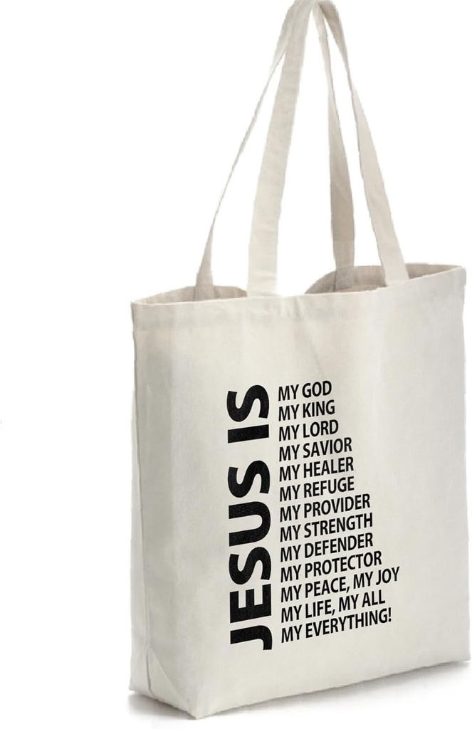 Jesus is My Everything Christian Canvas Tote Bag, Jesus Christ Bible Verse Reusable Shopping Bag.-A11