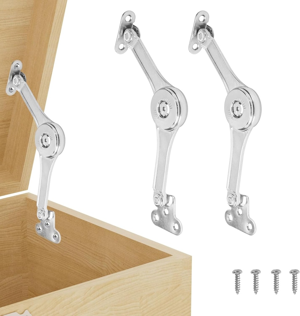 2 Pack | Soft Close Hinges for Wooden Toy Box - HBL' Lid Stay Hinges for Chest & Cedar Storage Box, Zinc Alloy, Adjustable Tension for Safe & Smooth Soft Closing.