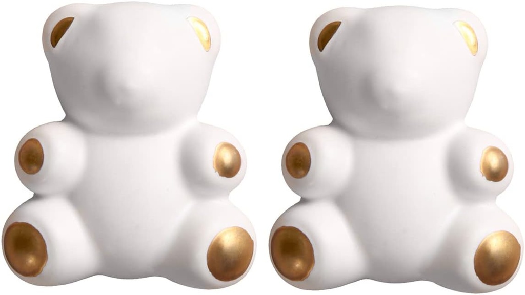 Generic Lovely Teddy Bear Ceramic Shape Cabinet Door Knobs Furniture Handles Modern Knobs and Handles Kids Room Drawer Dresser Knob 2PCS Wihte