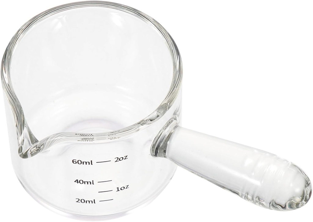 iplusmile Heat Resistant Multi Function Glass Milk Cup with Scale Handheld Frothing Container for Espresso and Coffee Transparent Measuring Glass for Hot Beverages and Milk