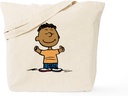 CafePress Peanuts Franklin Big Hug Reusable Natural Beige Canvas Shopping Bag