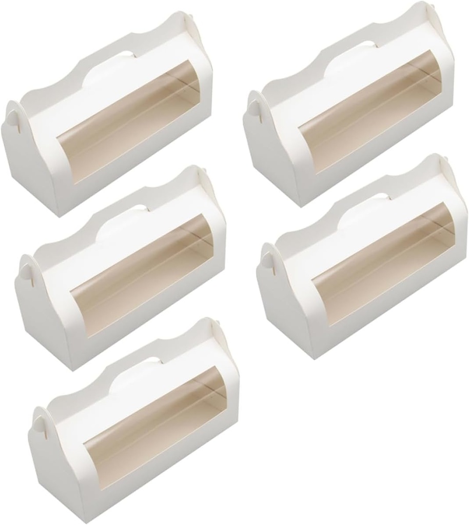 LIFKOME 5pcs Portable Toast Packaging Boxes Window for Cake and Bread for Desserts and Bakery Items Lightweight Design for