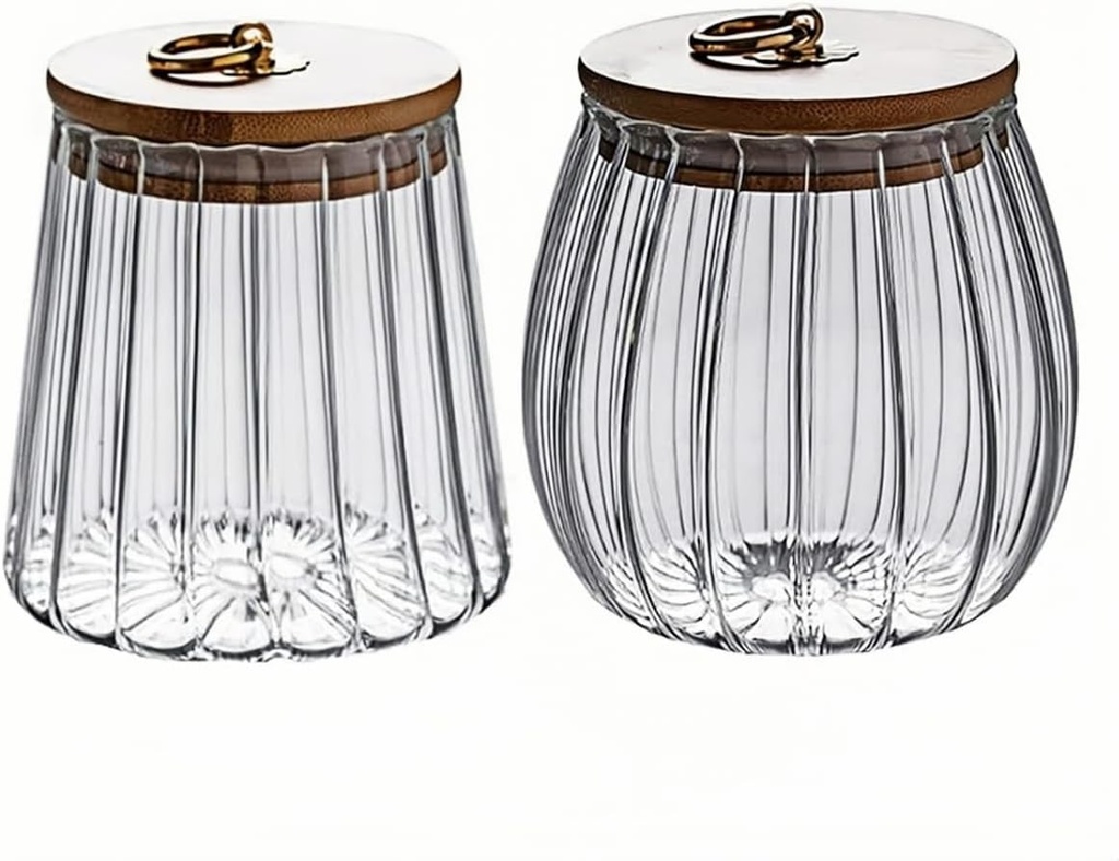 ANSQU 2-Pack Sugar Containers with Bamboo Lids, 23.7oz Sugar Bowl Coffee Canister Glass Food Storage Jars Candy Jar, Decorative Jars for Coffee Bar Accessories