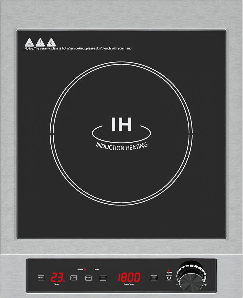 Sunvivi 1800W Portable Induction Cooktop, Commercial-Grade Electric Countertop Burner with Timer, Induction Hot Plate with LED Screen, 10 Power(100W-1800W), 14 Temp Setting(140°F-536°F),Black