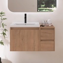 36" Floating Bathroom Vanity, 36 Inch Bathroom Vanity with Ceramic Sink,Modern Single Sink Bathroom Vanity Combo, Brown Wall Mounted Cabinet Set