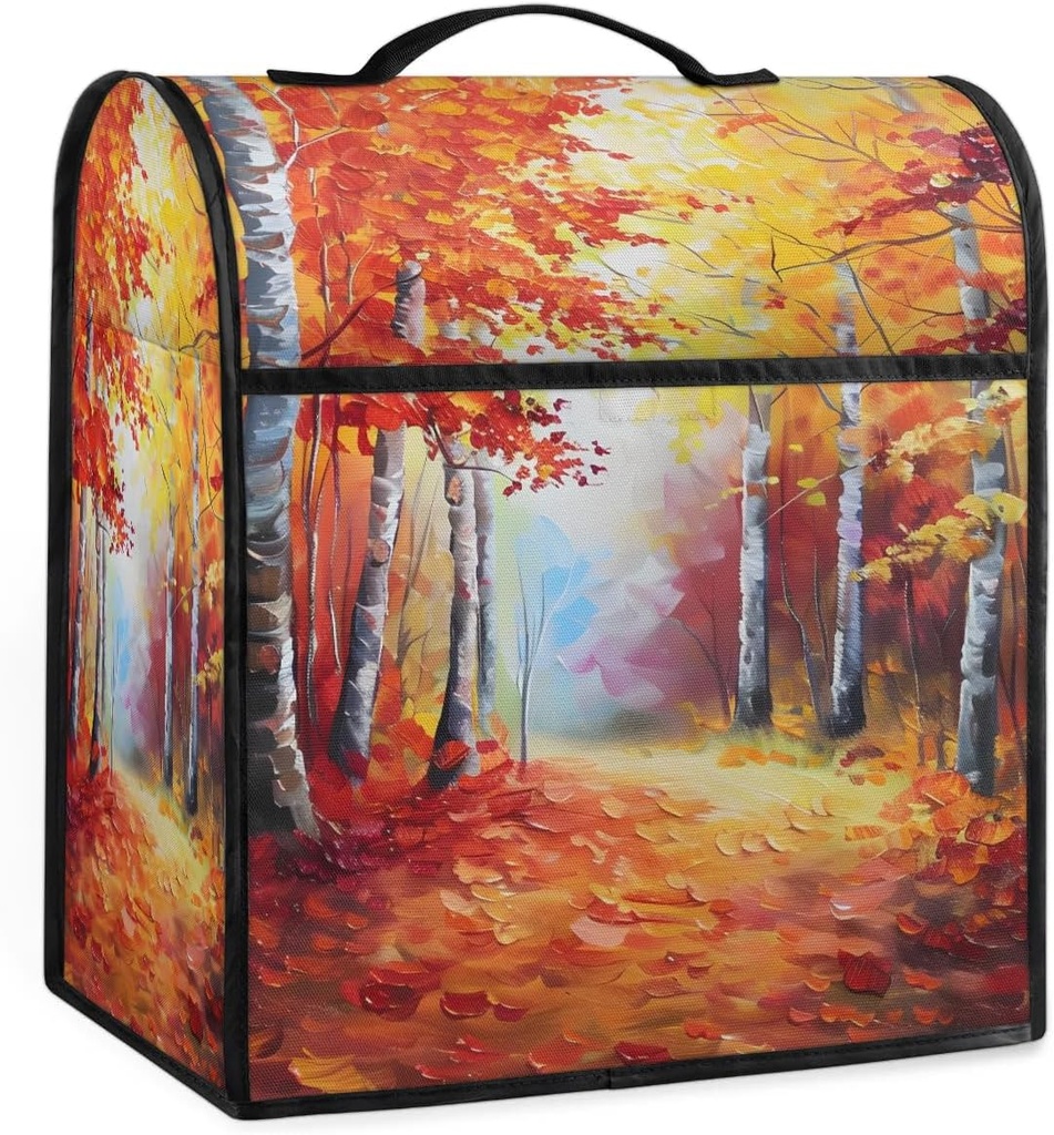 6-8 Quart Kitchen Aid Cover Forest Fall Oil Painting Stand Mixer Cover Dust Cover Of Mixer Washable Kitchen Appliance Covers Food Processor Cover with Top Handle Kitchen Aid Mixer Cover Compatible