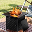 AMADA HOMEFURNISHING 28" Propane Fire Pit, 60,000 BTU Auto-Ignition Gas Fire Pit Table, Stainless Steel Burner and Lava Rocks, Outdoor Garden Backyard Patio