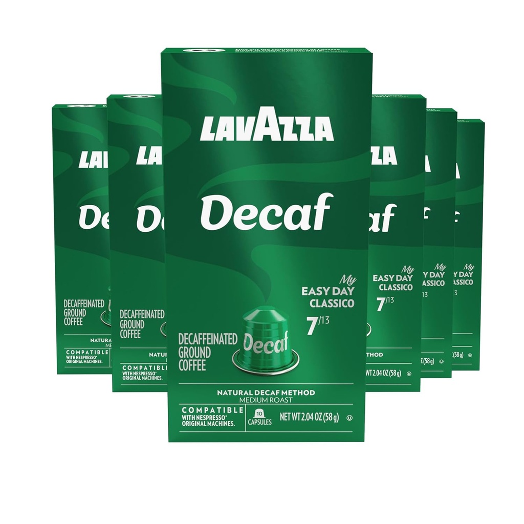 Lavazza Espresso Maestro Decaf (DEK) Aluminum Capsules Compatible with Nespresso* Original Machines, Medium Espresso Roast, Arabica and Robusta Blend (60 Capsules) - Packaging May Vary