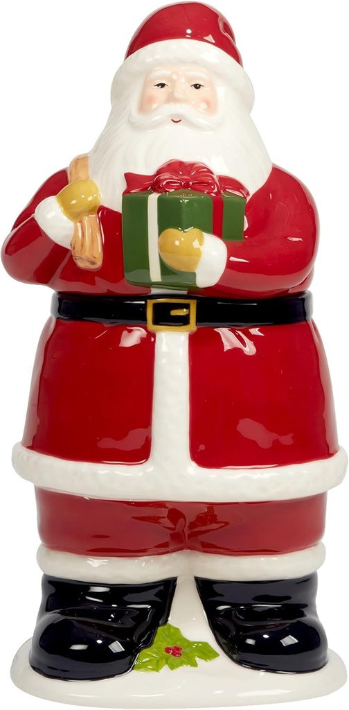Certified International Joy of Christmas 3-D Santa Cookie Jar, 56 oz, Multicolor