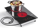 AMZCHEF 2-Burner-Electric-Cooktop-Electric-Stove, 12 inch Plug in Stove Top 110V-120V, 2 Burner Hot Plate with 1800W & 9 Power Levels, Residual Heat Indicator, Over-Temperature Protection