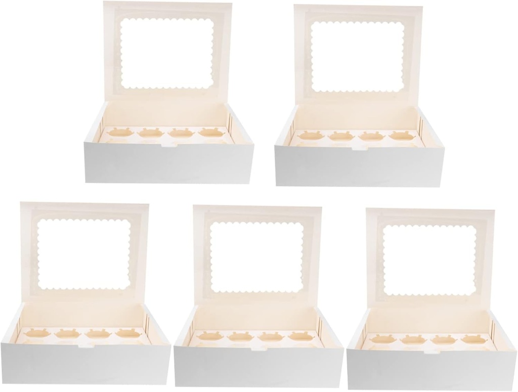 5pcs Box Cavity Cupcake Box with Window Portable Muffin Carrier for Parties and Gatherings Design Easy to Store and Color