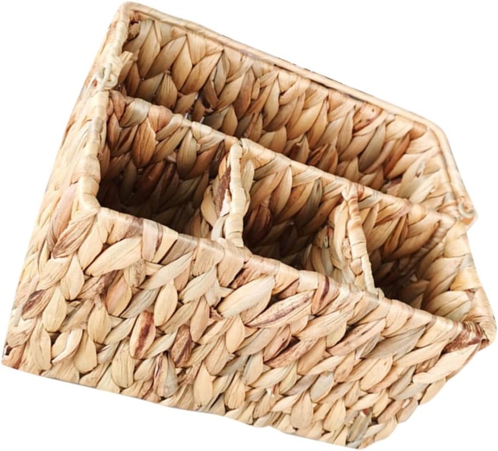 Handmade Woven Cutlery Organizer Basket Multifunctional Silverware Holder for Dining Table Kitchen Natural Decorative Storage for Spoons Forks and Knives