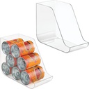 mDesign Can Organisers for Pantries, Fridge Drawers & Fridge Shelves - Kitchen Storage Solutions - for up to 7 Cans of Soda, Food, or Soups - Kitchen Accessories — Pack of 2 - Clear