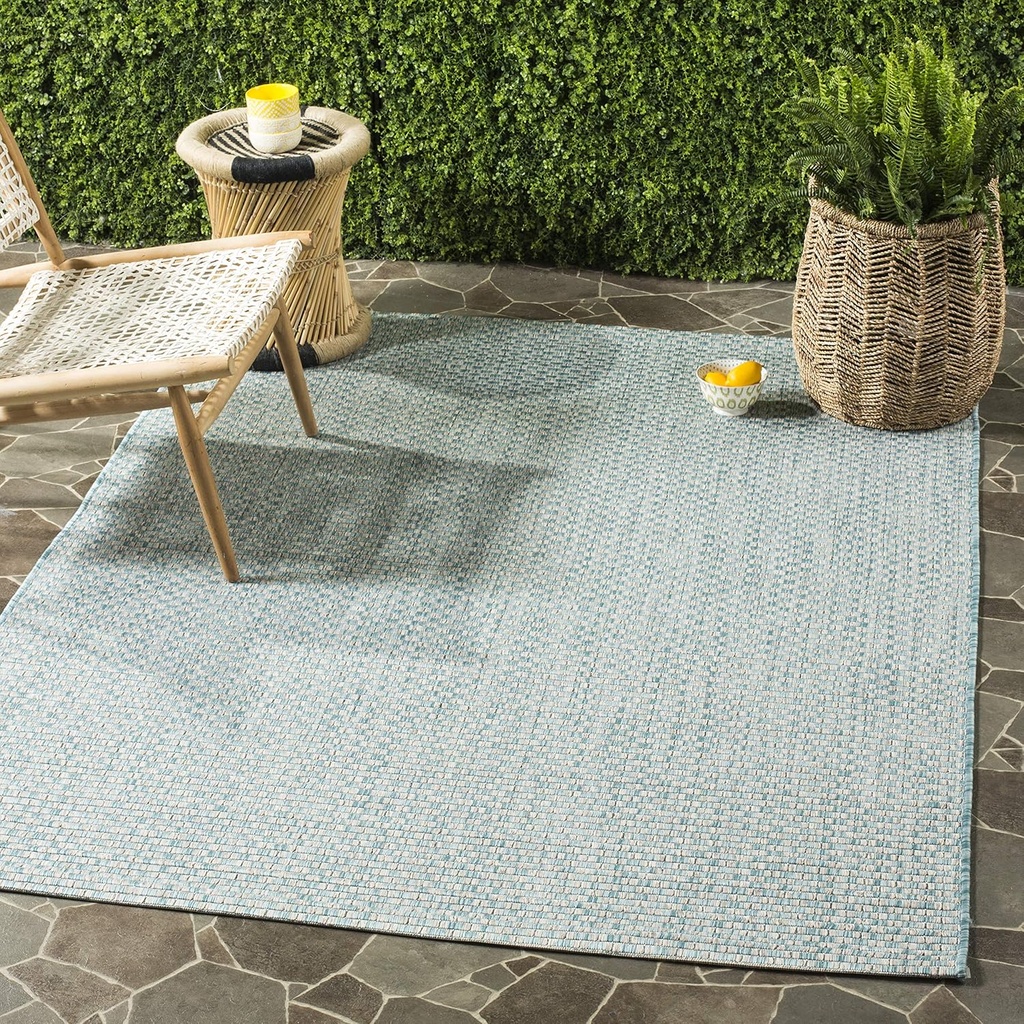 SAFAVIEH Courtyard Collection 8' x 11' Blue/Grey CY8653 Indoor/ Outdoor Patio Backyard Mudroom Area-Rug