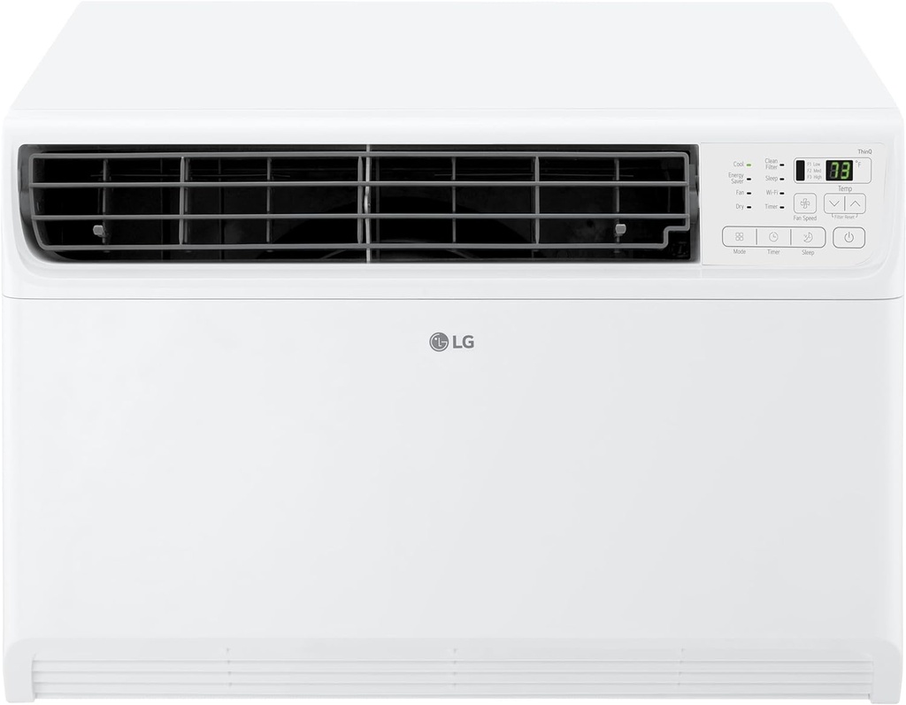 LG LW1522FVSM Window Conditioner with Dual Inverter Technology, Wi-Fi Enabled w/Remote, Ultra Quiet Operation, 700 Sq.Ft, 4-Way Air Deflection, 3 Cooling and Fan Speeds, 115V, 14,000 BTU, White