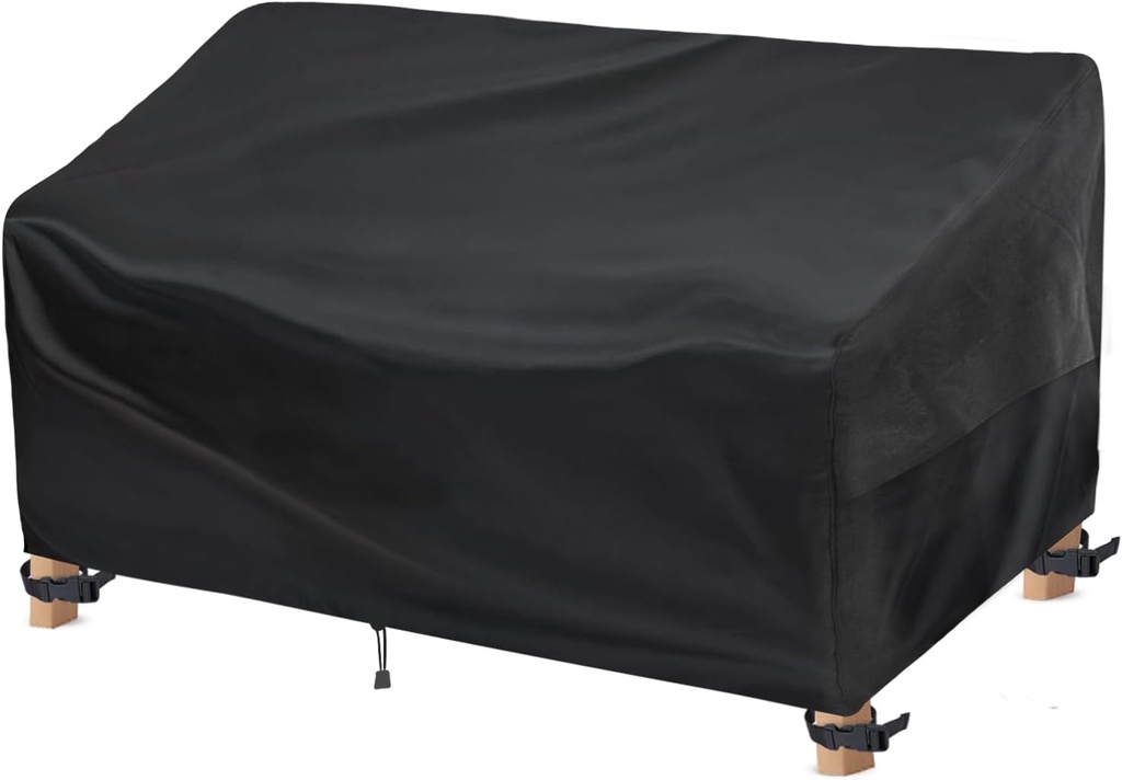 Outdoor Couch Cover - Waterproof Outdoor Sofa Cover (60W x 35D x 35H inches, Black) 2-3 Seater Patio Furniture Covers for Outdoor Furniture Weatherproof and Non Fading