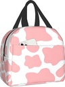 carati Insulated Lunch Box, Reusable Lunch Box Waterproof Lunch Tote for Picnic Office School, Pink Strawberry Cow Print