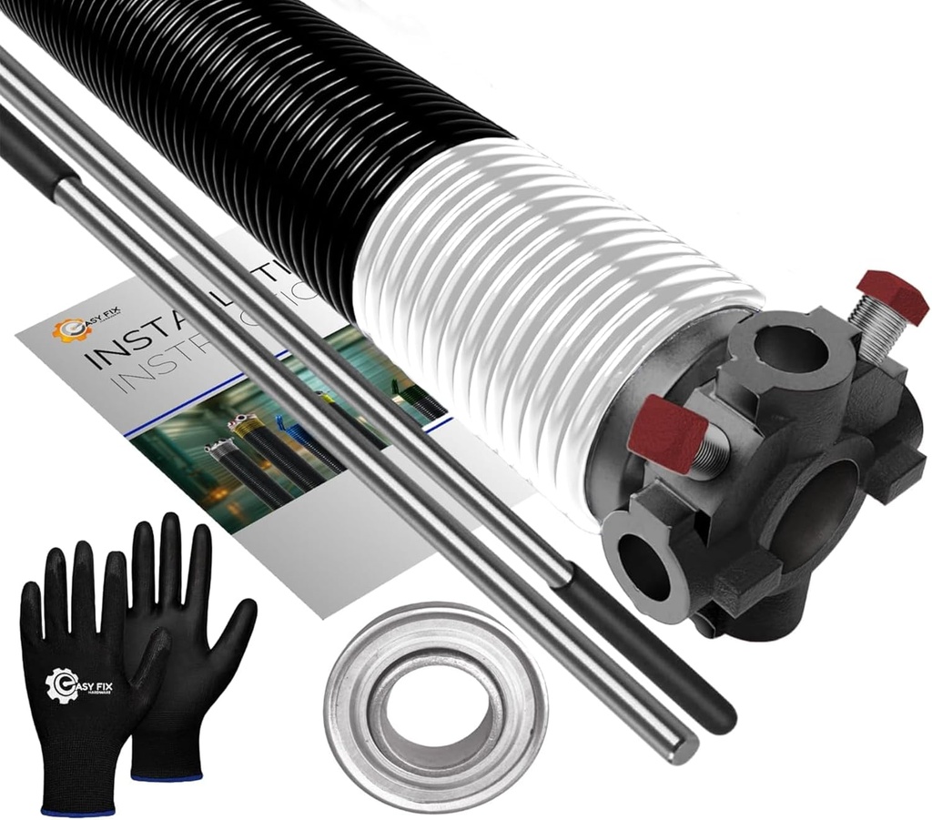 Garage Door Torsion Spring 218x1.75x28 Replacement 1" Steel Bearing, Winding Bars, Gloves, and Manual Precision E-Coating 5-Year Warranty Min. 30,000 Cycles for Right Side of Garage Door (Black Cone)
