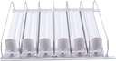 Self Pushing Drink Holder 6 Rows Adjustable Width Spring Loaded Easy Slide Large Capacity 15in Fridge Drink Dispenser (White)