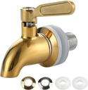 Replacement Spigot for Beverage Dispenser, Gold Water Dispenser Faucet, Stainless Steel Spigot for Drink Dispenser, Glass Jar Faucet with Anti-Clogging Cap, 1 Pack Drink Dispenser