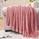 BEDELITE Fleece Throw Blanket for Couch – 3D Ribbed Jacquard Soft and Warm Decorative Fuzzy Blanket – Cozy, Fluffy, Plush Lightweight Pink Throw Blankets for Bed, Sofa, 50x60 inches