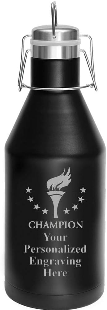 Champion Growler, 64 oz Custom Etched Stainless Steel Growler, Engraving Included Prime