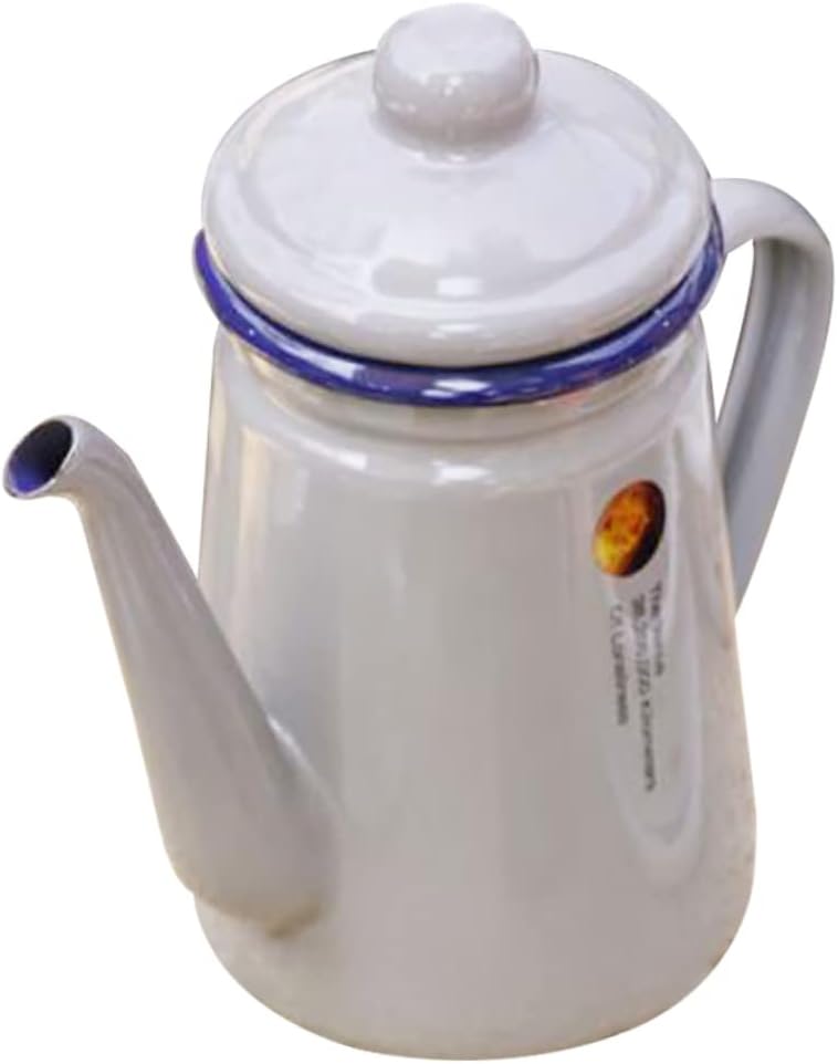 Cabilock Handled Enamel Coffee Kettle Hand-made Household Water Pot for Tea Coffee Brewing Easy to Clean Stylish Design for Home Camping Use