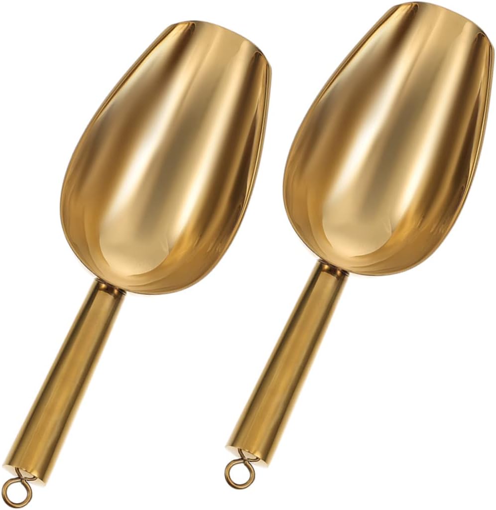 Healifty 2pcs Stainless Ice Scooper Ice Cube Scoops Flour Grain Scoops Candy for Bar
