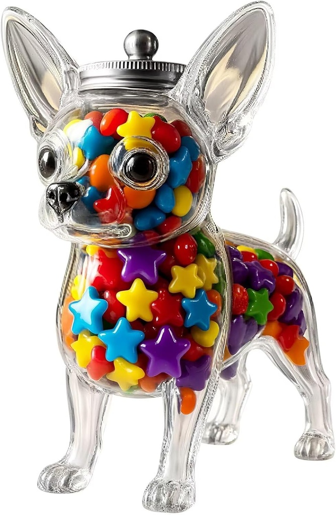 Chihuahua Candy Jar With Lid Clear Cute Airtight Dog Snack Container For Cookies Adorable Dogs Shaped Glass Food Jars Treat Airtight Storage Can Gifts For Pet Friendly Families With 2 brushes