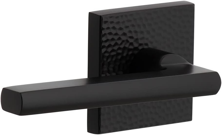 Viaggio 627654 Satin Black Quadrato Hammered Rosette Milano Lever, Double Dummy-Backset