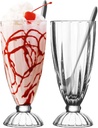 Milkshake Glasses Cups - Iced Coffee Cup with Spoons - Sundae Cups for Ice Cream, Root Beer Float, Boba, Soda, Iced Latte (11.5 Ounce, 2 Pack)