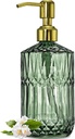 JASAI 18Oz Green Glass Soap Dispenser with Gold Rust Proof Pump, Refillable Kitchen soap Dispenser for Dish Soap, Soap Dispenser Bathroom for Hand soap, Lotion, Body Wash.