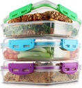 Tafura Kids 3 Pack Sandwich Containers, BPA Free Plastic, Microwave and Dishwasher Safe, Designed with Kid Friendly Lids