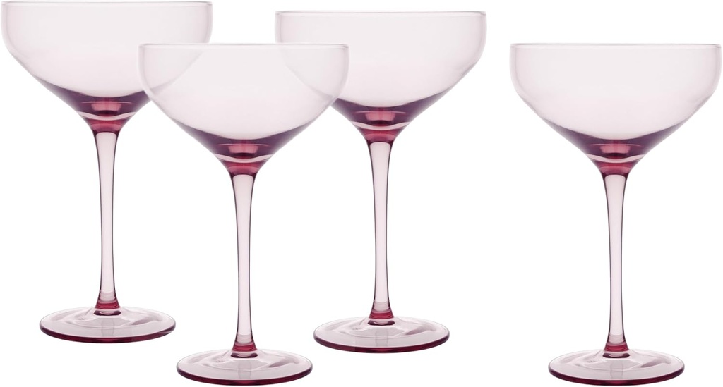 Fortessa Gala Glass, 10.5 Ounce Coupe Cocktail (Set of 4), Pink