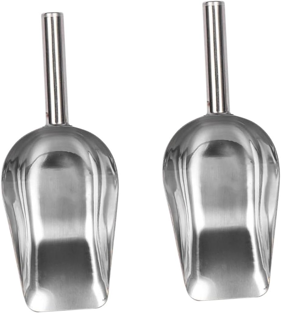Mobestech 2pcs Portable Stainless Steel Ice Scoop for Food Candy and Cereal Heavy Duty Multi-purpose Shovel for Kitchen Use Dishwasher Safe