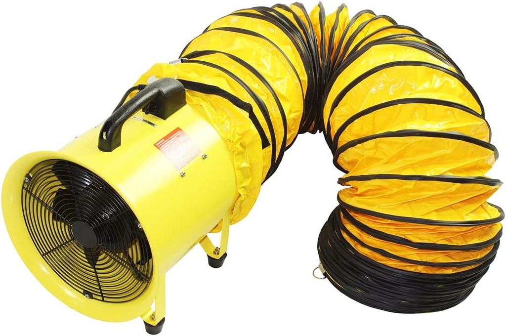 Maxx Air Heavy Duty Cylinder Fan with 20-foot Vinyl Hose, High Velocity Portable Blower/Exhaust Axial Hose Fan, 8-Inch, Yellow