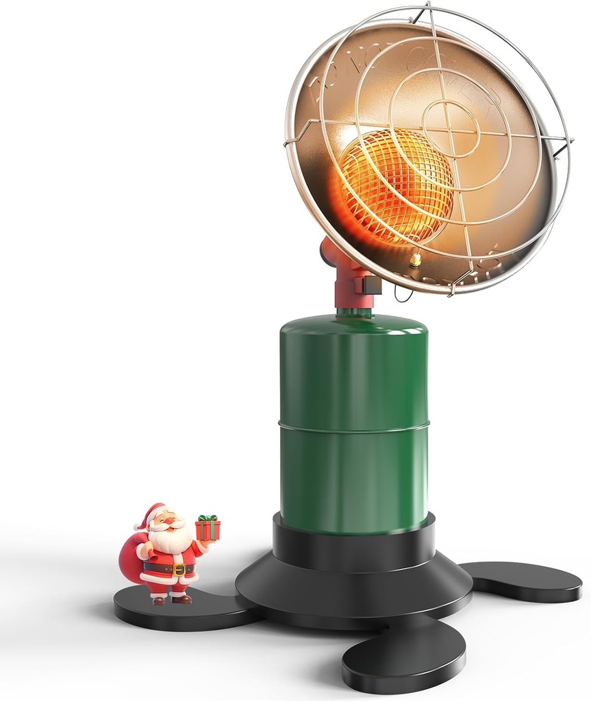 Buyplus Propane Heater - 6200BTU Portable Patio Heaters for Outdoor Use, Camping Heater with Electronic Ignition, Control Valve, Gas Tank Holder for Tent, Fishing, Garage, Green(Fuel not included)