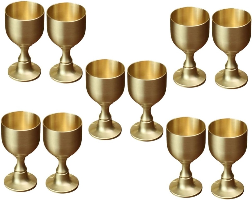 10pcs Goblet Offering Cups Metal Drinking Vessel for Buddhist Worship Temple Use High Elegant Decorative Chalice for Rituals Water Offering