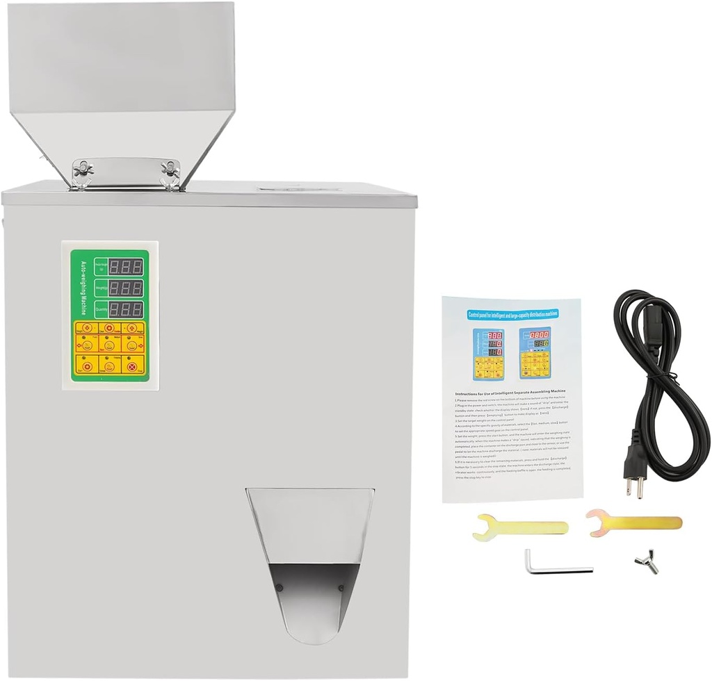 Automatic Powder Filling Machine, 10-500g/0.02-1.1lbs, ±2g /0.004lbs Intelligent Powder Particle Dispenser, Particle Weighing Filling Machine for Tea Seeds Grains Powder Flour Beans