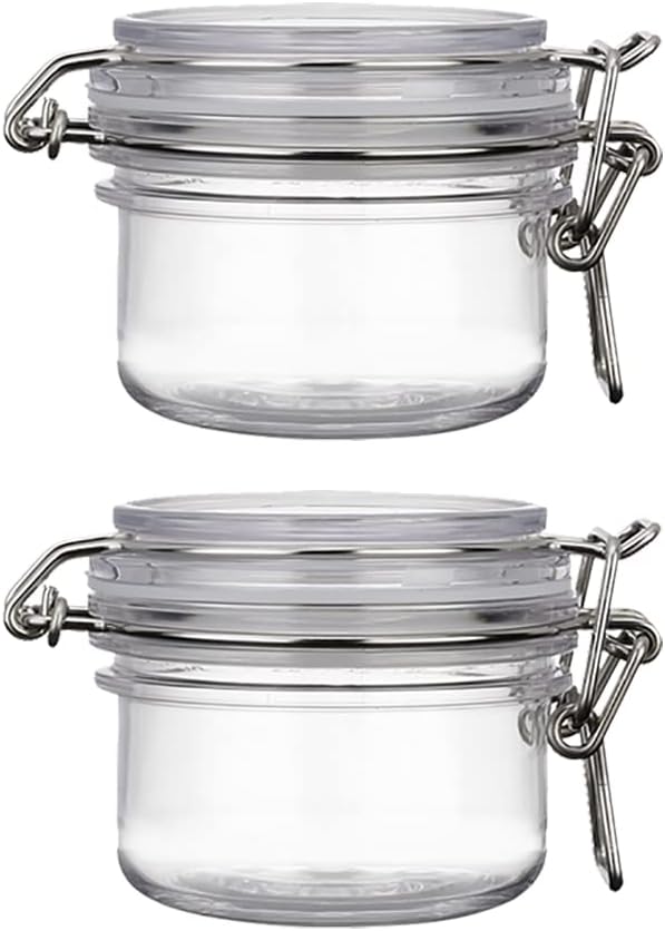 2 Pcs 120ml Clear Plastic Sealed Jars Airtight Food Storage Canisters Wide Mouth Canning Jars Round Transparent Candy Bottle for Coffee Beans