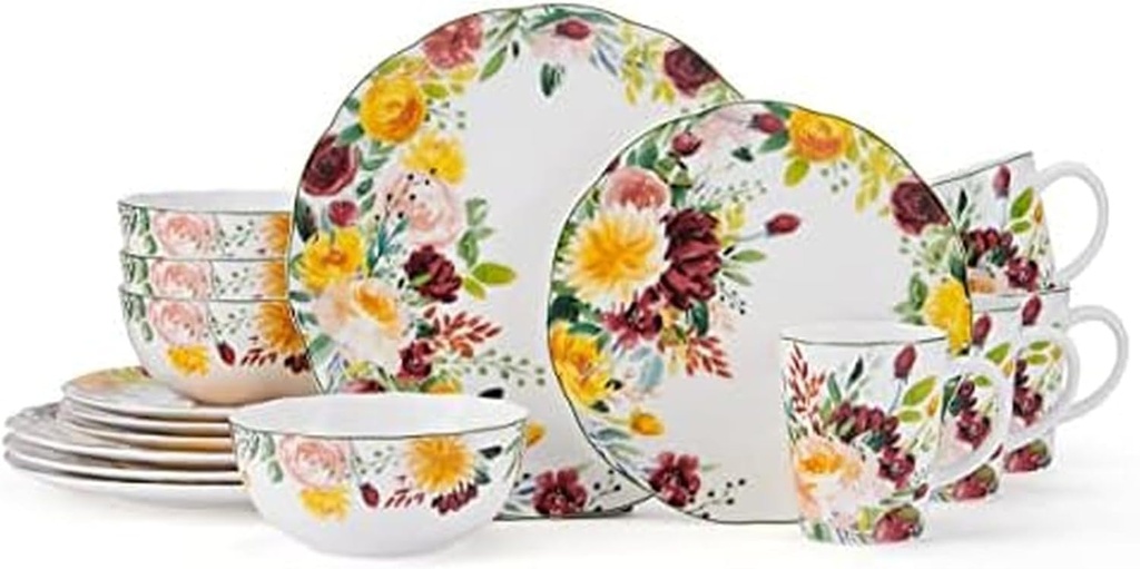 Mikasa Clara Bone China Lightweight Chip Resistant 16 Piece Dinnerware Set, Service For 4