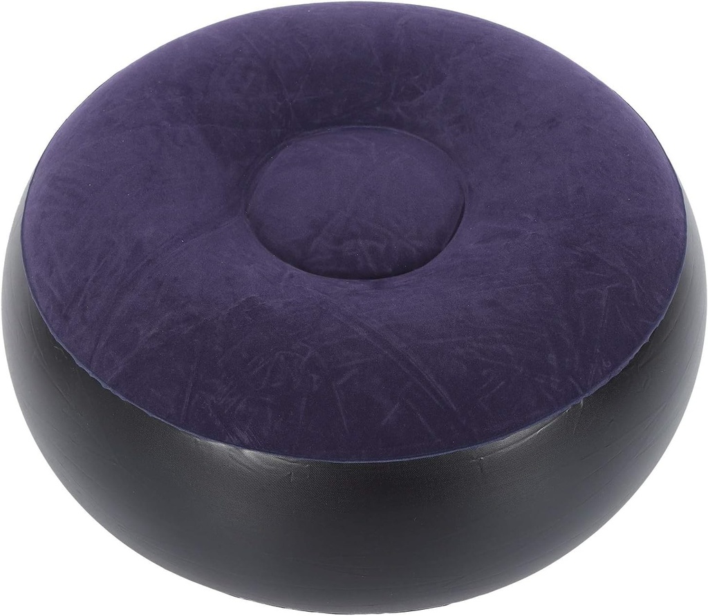 Inflatable Flocking Chair, Footrest Inflatable Stool Folding Round Indoor Outdoor Portable Blue for Travel