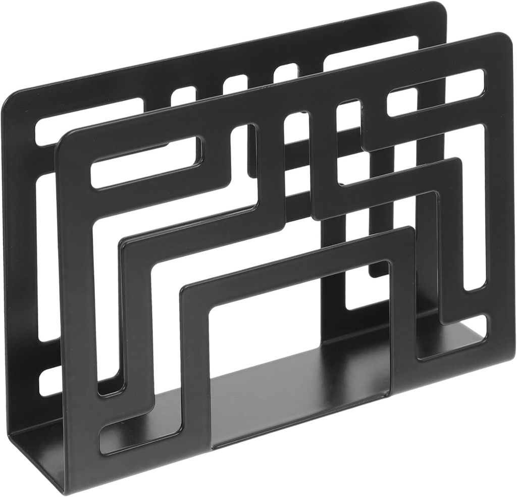 Rustic Metal Napkin Holder Hollow Design Black Table Tissue Stand for Home Restaurant and Storage for Dinner and Guest Napkins