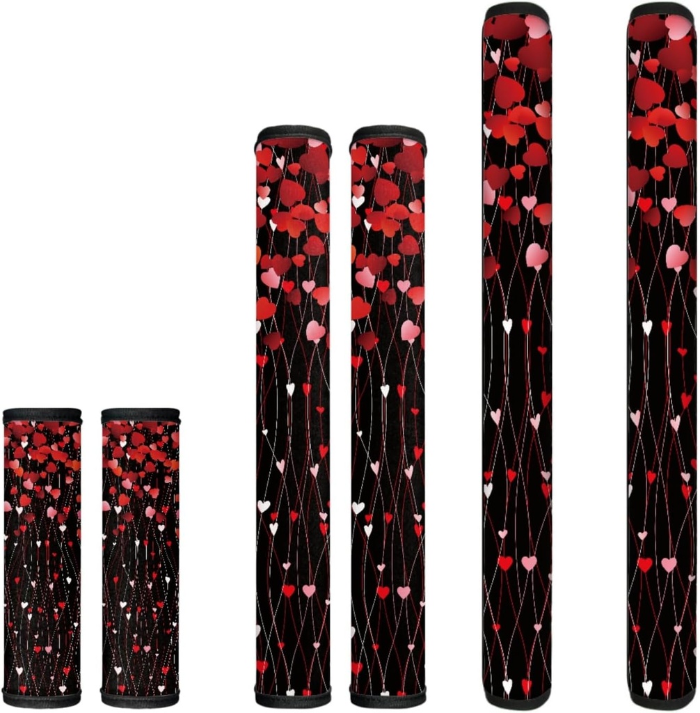 Valentines Day Refrigerator Door Handle Covers Set of 6, Anti-Skid Kitchen Appliance Decoration Gloves for Fridge Dishwashers Microwave Door Handle Protector Covers, Red Heart