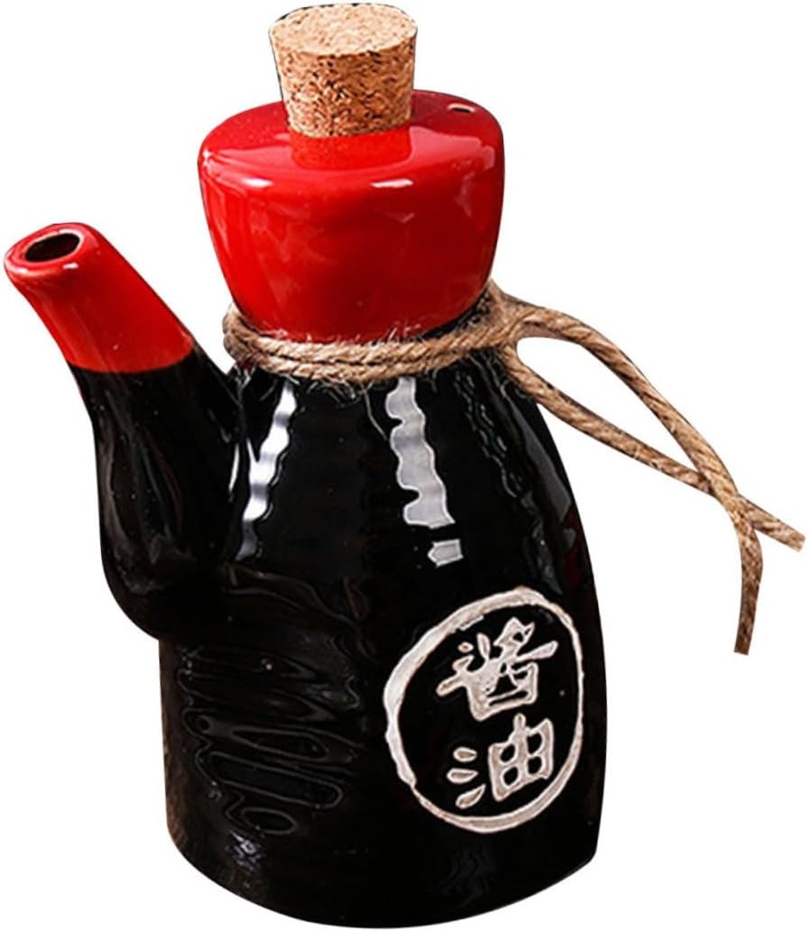 Garneck Black Soy Sauce Bottle Kitchen Oil Bottle Japanese Shoyu Sauce Dispenser