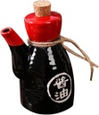 Garneck Black Soy Sauce Bottle Kitchen Oil Bottle Japanese Shoyu Sauce Dispenser